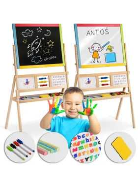 Large magnetic chalk rotary board with Ricokids clock - multi -colored