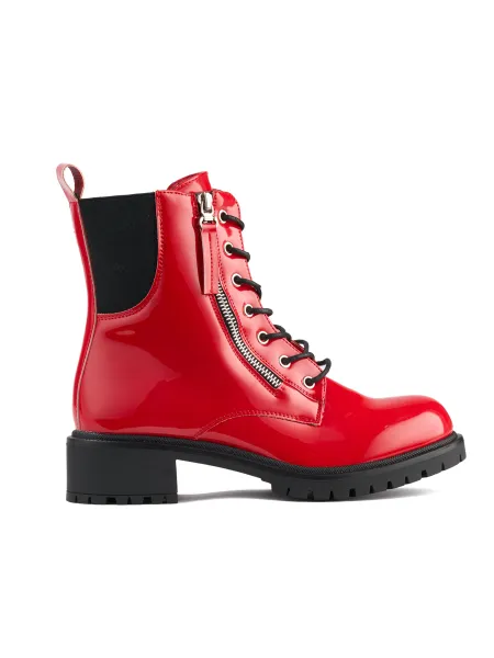 Red patent leather women's workers