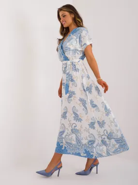 Women's white and blue dress with a print