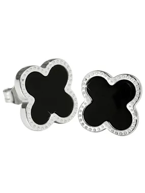 Steel earrings flowers with black centers KE-006