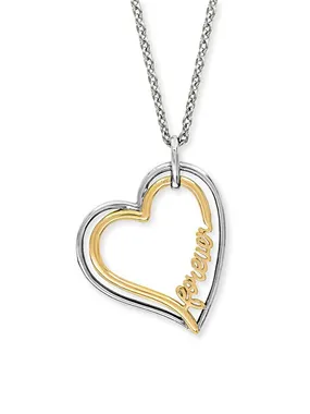 Romantic bicolor heart necklace ERN-FOREVER-BIG (chain, pendant)