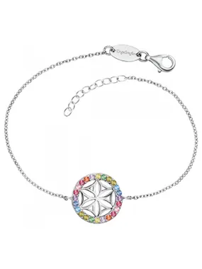 Silver bracelet Flower of life with colored zircons ERB-LILLIFL-ZIM