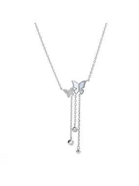 Silver necklace Butterflies with pearls AJNA0004