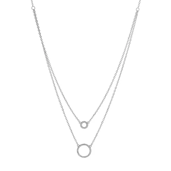 Double silver necklace with rings AJNA0030