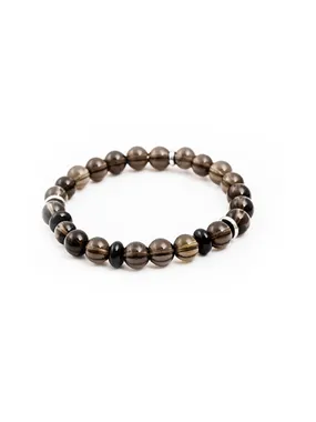 Bead bracelet made of smoky and onyx roundel MINK94