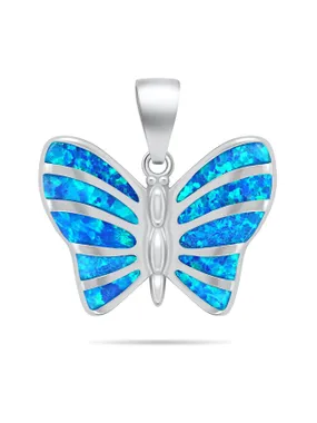 Delicate silver pendant Butterfly with blue opal PT136WB