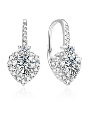 Shiny silver earrings Hearts AGUC389L
