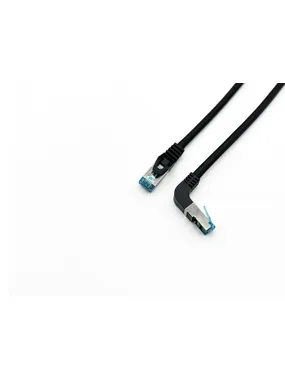 Aprīkot Cat.6A S/FTP patch kabelis, leņķveida uz taisnu spraudni, 1,0 m, melns