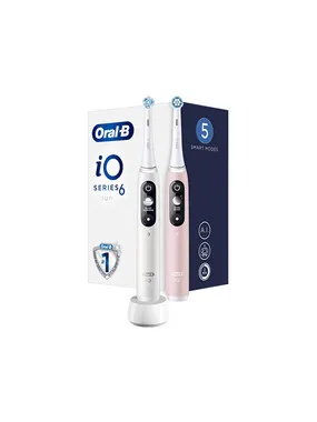 iO6 Series Duo Pack White/Pink Sand Extra Handle Toothbrush ( 2 ks ) - Elektrický zubní kartáček