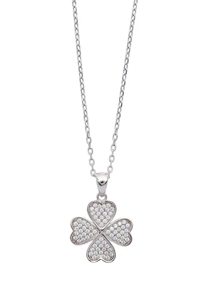 Silver Necklace for Good Luck Four Leaf Karma 61282 (chain, pendant)