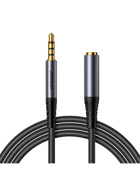 Joyroom SY-A09 AUX extension cable 3.5mm mini jack female to 3.5mm mini jack male, braided, 1.2m (black)