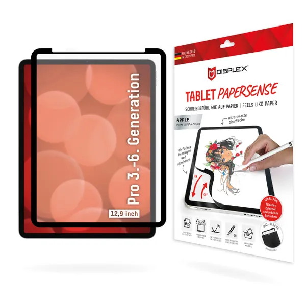 Displex TABLET PAPERSENSE iPad Pro 12,9'' (3./4./5./6. Gen.), noņemama rakstīšanas vai zīmēšanas plēve ar Paper Feeling