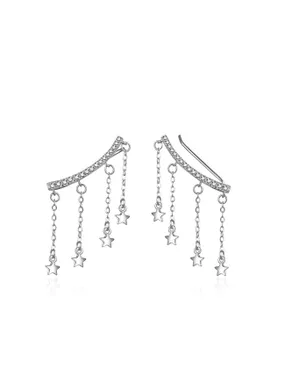 Playful long earrings with chains E0002951