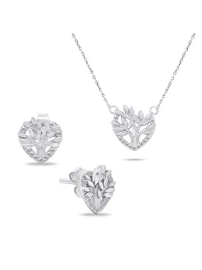 Matching silver jewelry set Tree of Life SET236W (necklace, earrings)