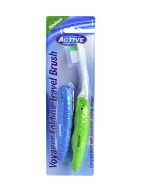 Voyager Folding Travel Brush Medium travel toothbrushes 2pcs.