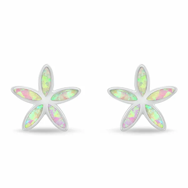 Floral Silver Jewelry Set With Synthetic Opals Set288wp