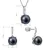 Pearl set with zircons Pavona 29072.3B black (earrings, chain, pendant)