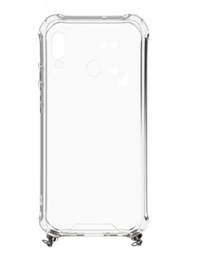 Huawei Y6 2019 Silicone Transparent with Necklace TPU Strap Silver