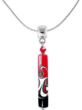 Passionate necklace Red Black with a unique Pearl Lampglas NPR12