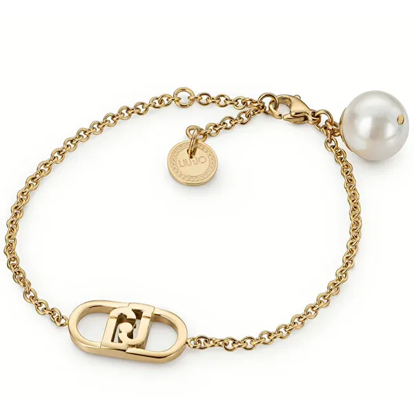Gold-plated bracelet with logo and pearl Fashion LJ2209