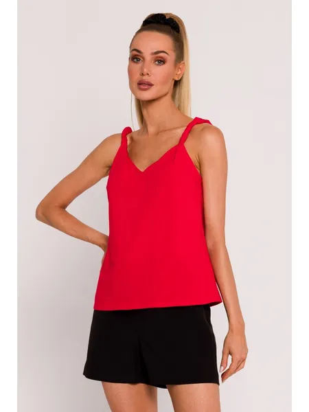 M792 Blouse with a deep neckline on the back - red