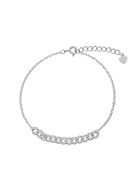 Trendy silver bracelet with zircons AJNR0008