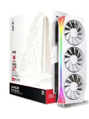 XFX Radeon RX 9070xt Mercury Gaming RGB 16GB OC White - 16GB GDDR6, 1x HDMI, 3x DP