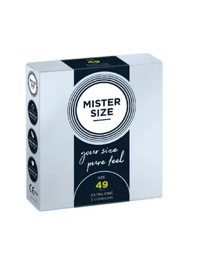 Condoms fitted to size 49mm 3pcs.