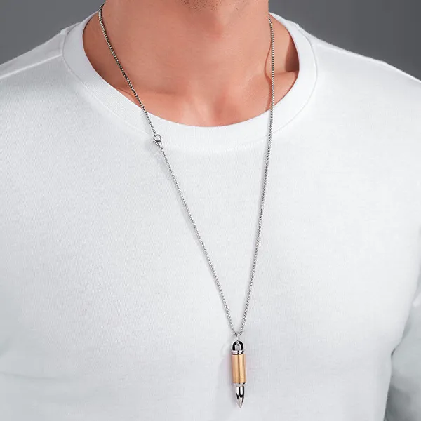 Steel bicolor necklace for men Bullet PEAGN0034103