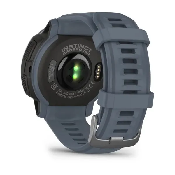 Garmin Instinct Crossover — standarta izdevums 2,29 cm (0,9 collas) MIP 45 mm hibrīds, 176 x 176 pikseļi, zils GPS (satelīts)