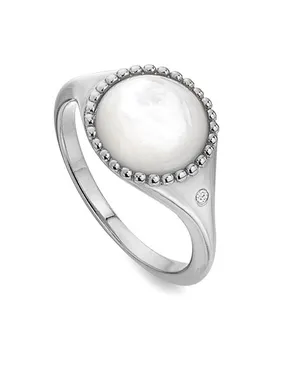 Silver ring with diamond and mother of pearl Most Loved DR258