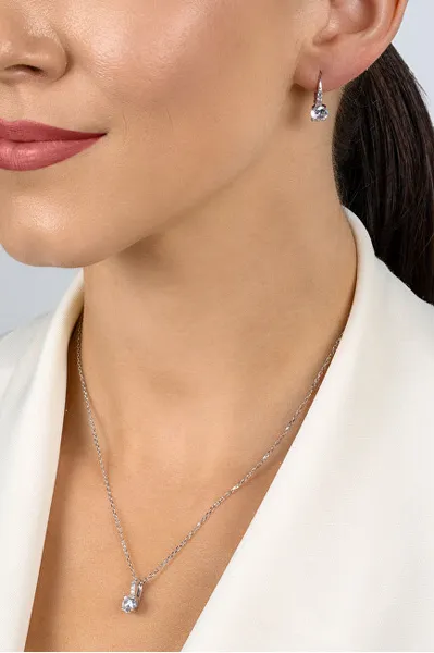 Elegant gold-plated set with zircons SET274Y (pendant, dangle earrings)