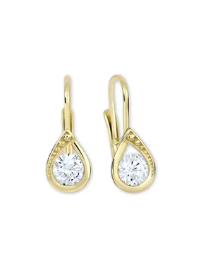 Beautiful gold earrings with clear crystals 236 001 00960