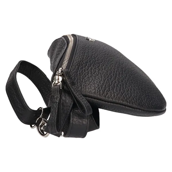Women's leather waist bag WB-03 BLACK