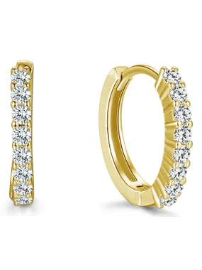 Gold plated round silver earrings AGU1152-GOLD