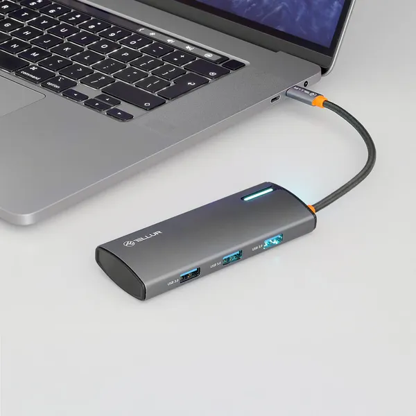 Tellur USB-C hub, PD 3.0 100W, HDMI, 3xUSB 3.0 grey