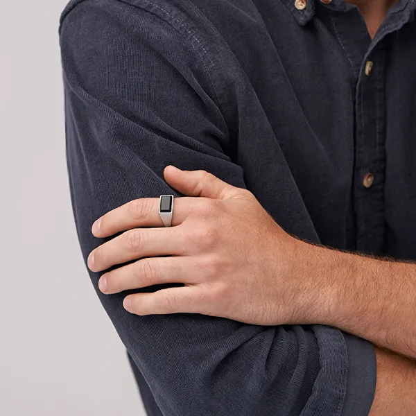 Modern men's steel ring All Stacked Up JF04603040