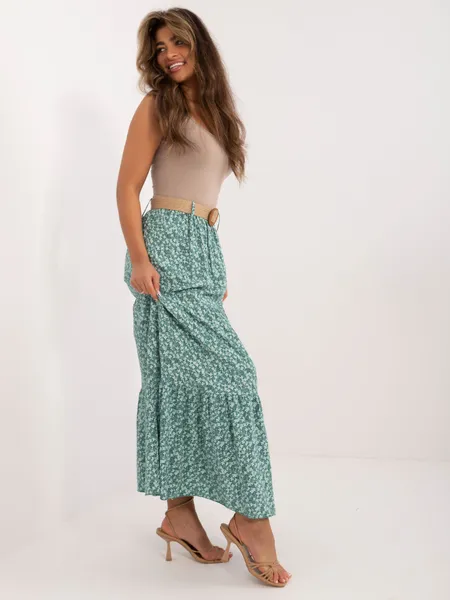 Women's mint ruffle skirt