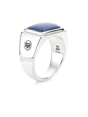 Square Lapis Lowneck timeless silver ring RR-RG033-S