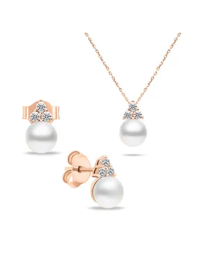 Timeless Bronze Real Pearl Jewelry Set SET228R (Earrings, Necklace)