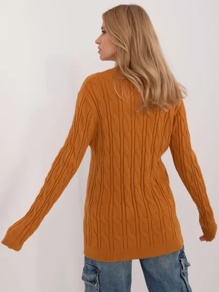 Women's dark yellow cable knit sweater