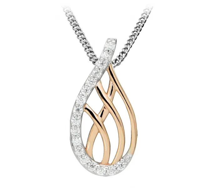 Stylish bicolor necklace with zircons SC409