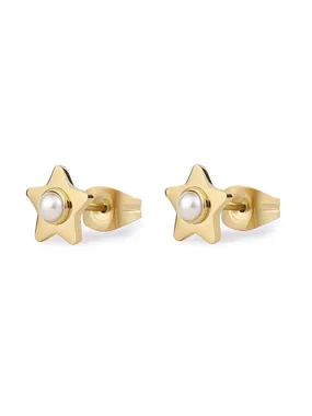 Gold-plated Star earrings with pearls Message SSG36