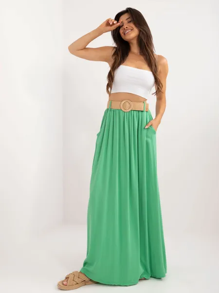 Women's green flared skirt