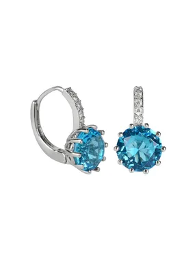 Glittering earrings with blue crystal