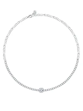Charming silver necklace with zircons Tesori SAIW107