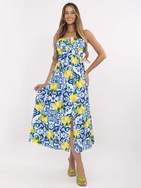Women's blue dress with print
