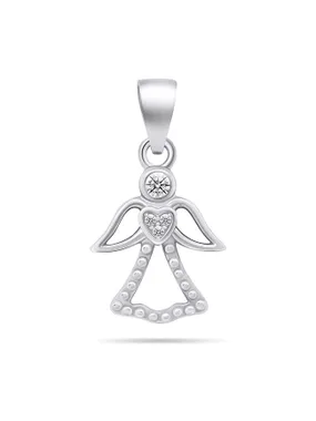 Beautiful silver pendant with zircons Angel PT121W