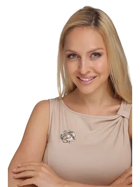 Pearl brooch 2in1 with real white pearl and mother-of-pearl JL0627