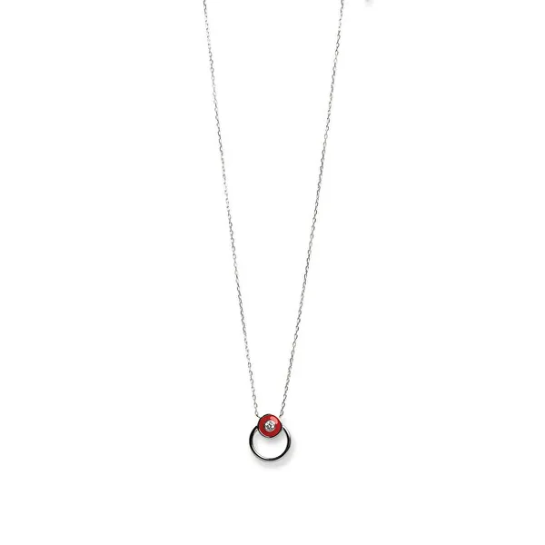 Stylish silver necklace Apricus 61290 RED (chain, pendant)